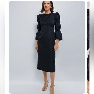 Hyacinth House Black Jacquard Long Sleeve Dress Size Large